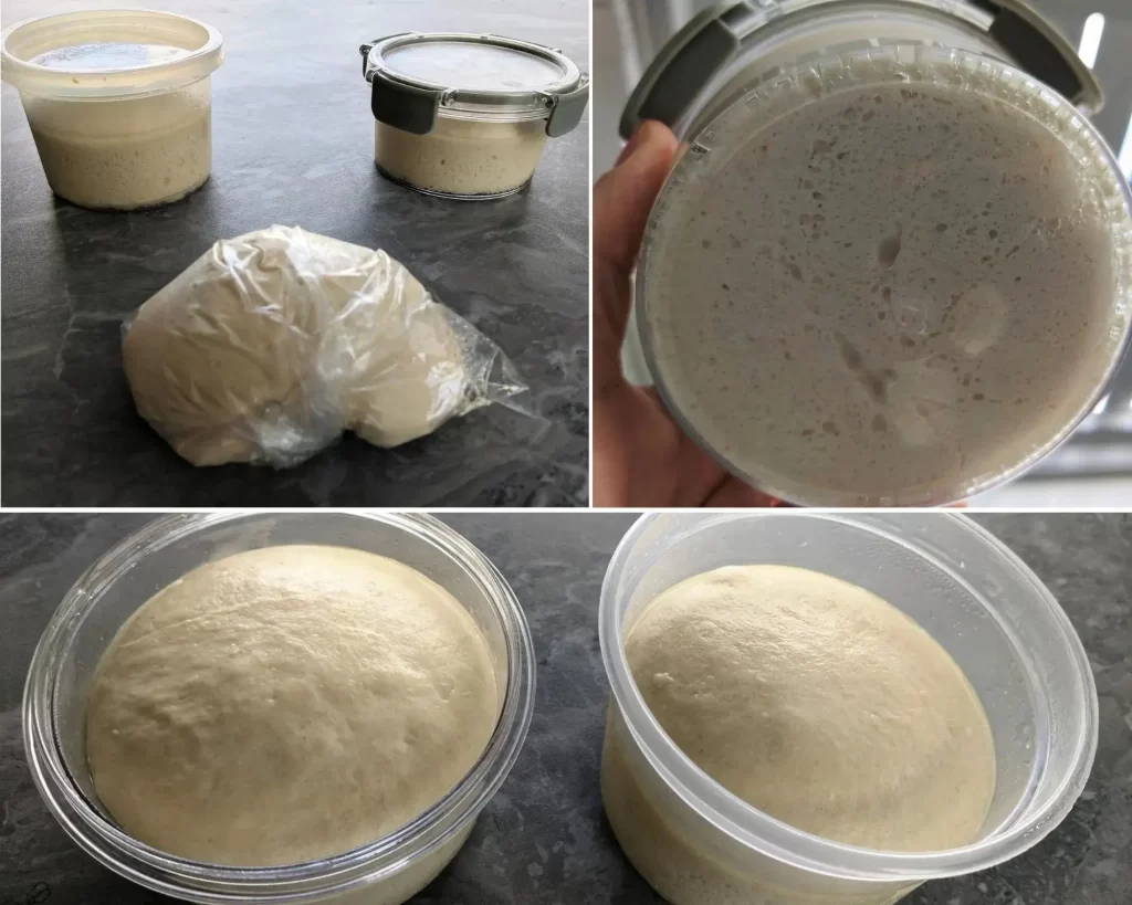 תמונה של כדורי בצק פיצה בסיום ההתפחה