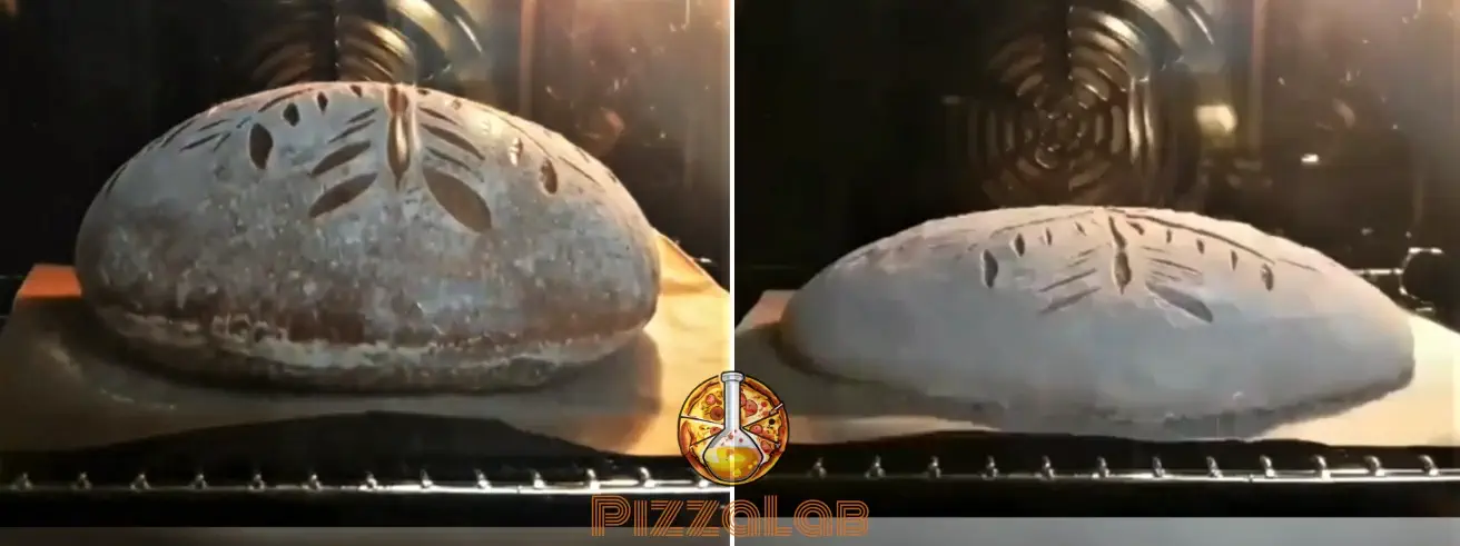 תמונה של לחם מתנפח במהלך האפייה